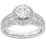 18KT White Gold 2.00ctw Round Diamond 0.90ct Centre Ring
