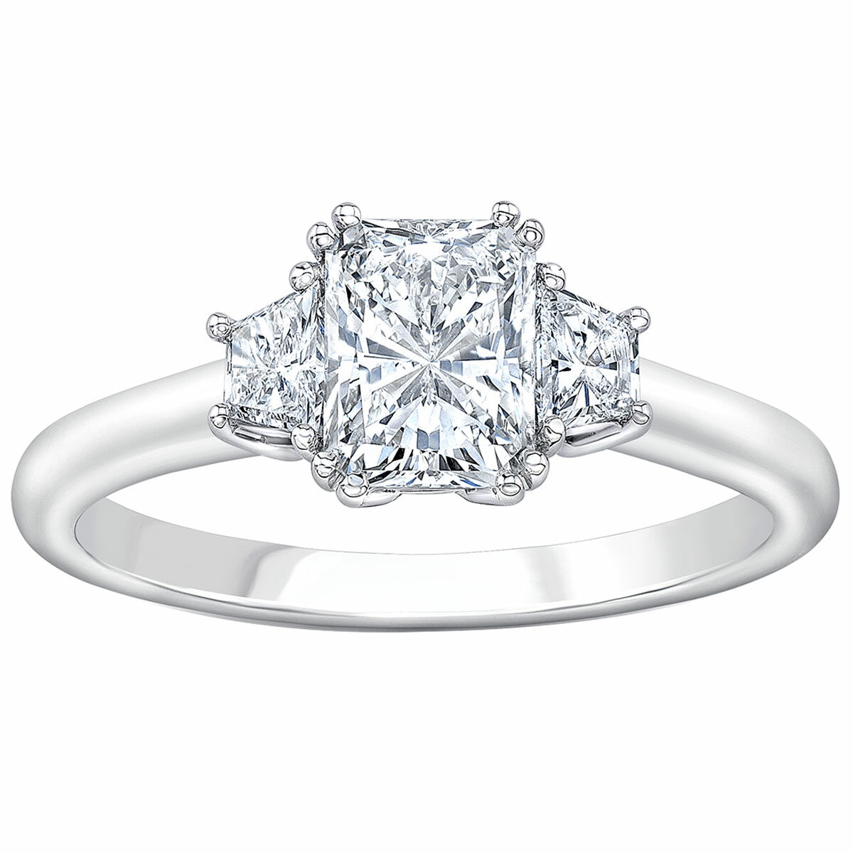18KT White Gold 1.25ctw Three Stone Diamond Ring With 1ctw Centre