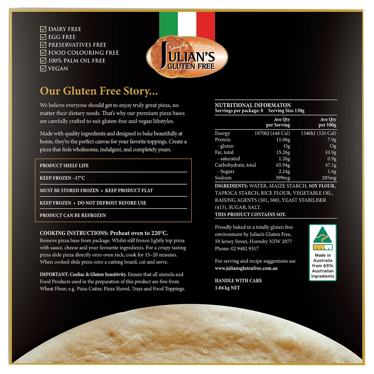 Julian's Gluten Free Pizza Base 1.04kg