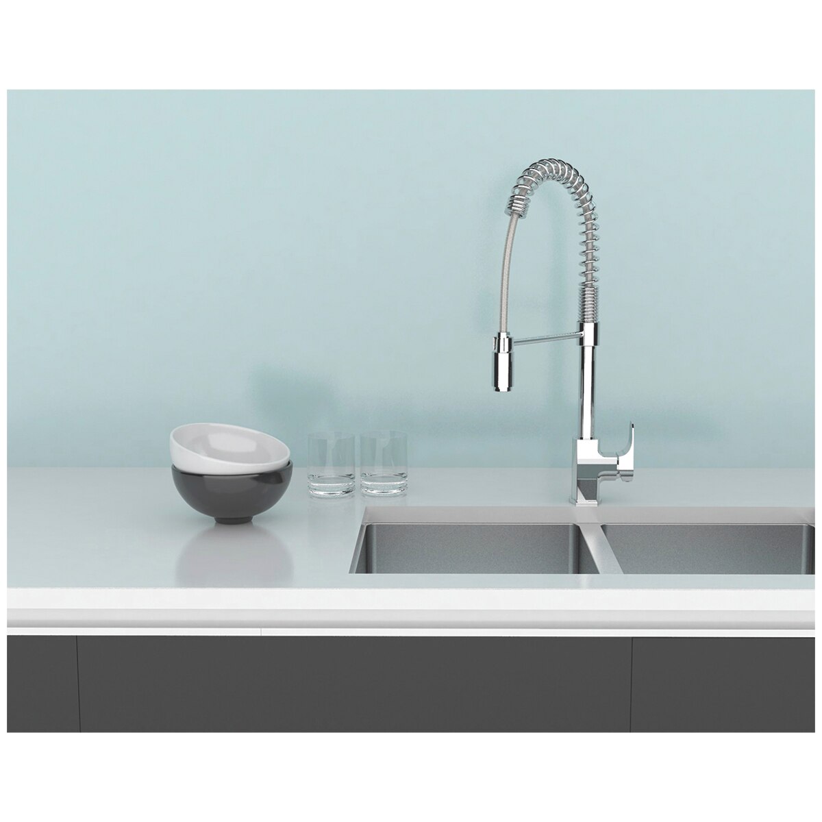 Dorf Viridian Pull Down Chrome Sink Mixer