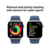 Apple Watch Series 10 GPS 42mm Silver Aluminium Case with Denim Sport Band S/M