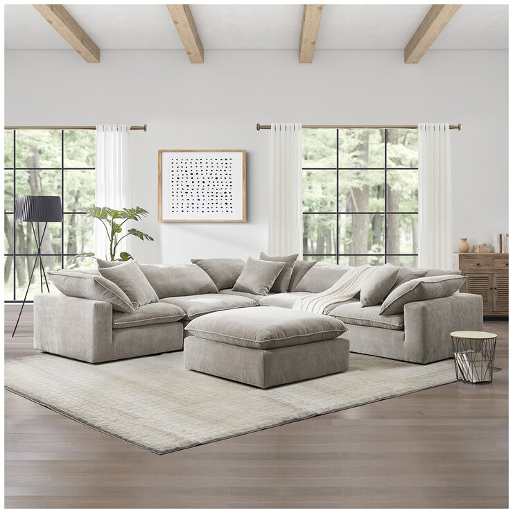 Aiden & Ivy 6 Piece Fabric Modular Sectional