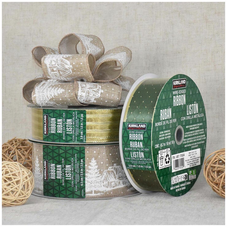 Kirkland Signature Wire Edged Holiday Ribbon 45.7m Kirkland Signature Wire Edged Holiday Ribbon 45.7m