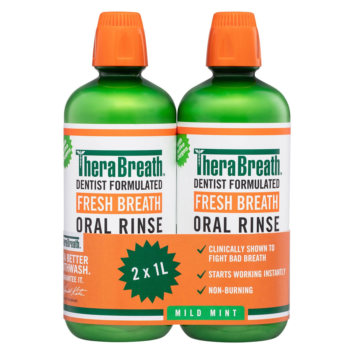 TheraBreath Mild Mint Mouthwash 2x1L