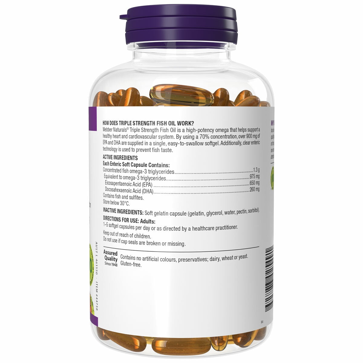 Webber Naturals Triple Strength Fish Oil 120 Softgel Capsules