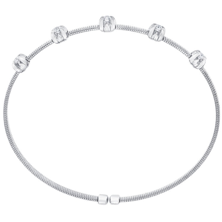 18KT White Gold 0.36ctw Round Diamond Cuff Bracelet