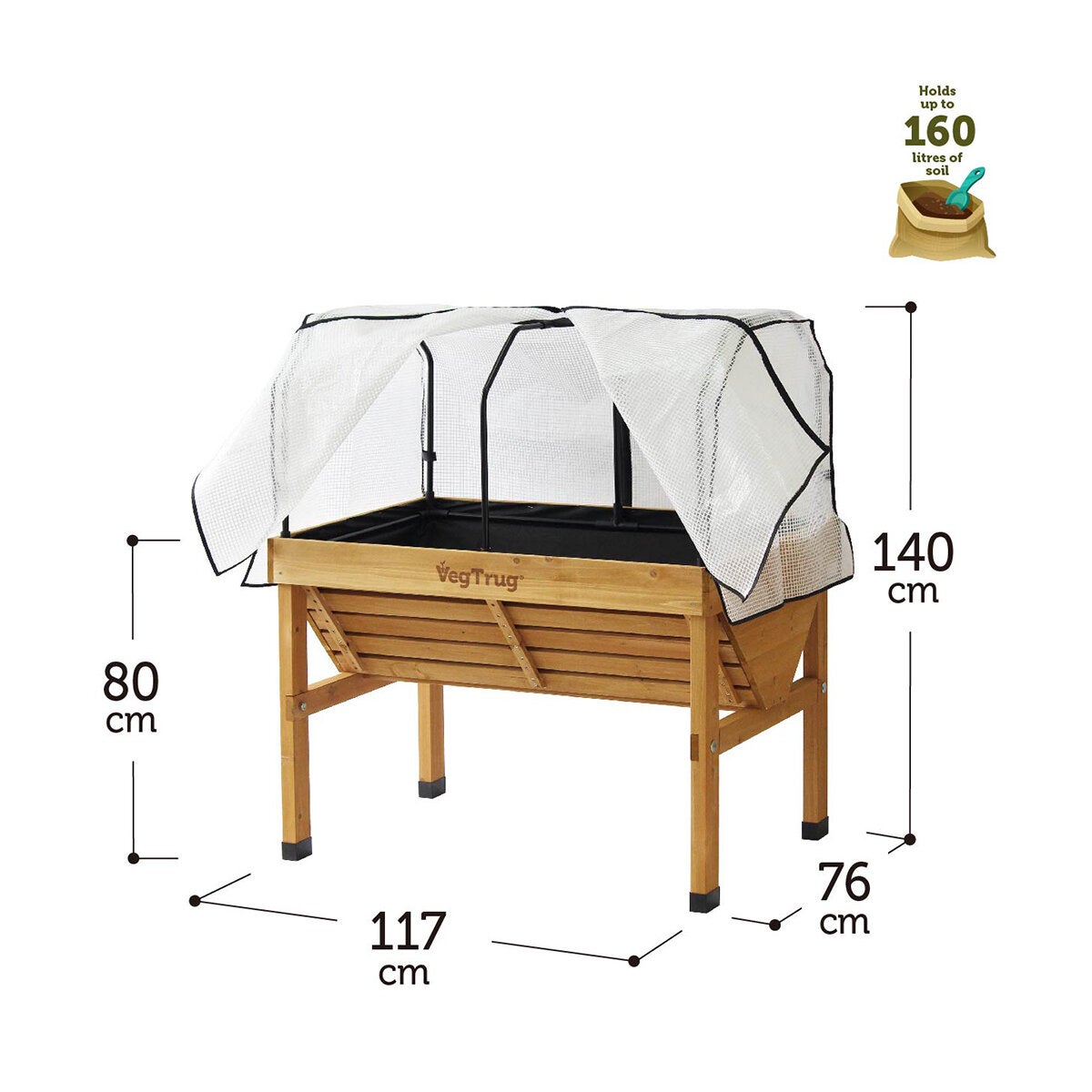 VegTrug 1.2m Classic Home Farm Kit - Natural with Greenhouse Frame & Cover VegTrug 1.2m Classic Home Farm Kit - Natural with Greenhouse Frame & Cover