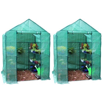 Greenlife Large Walk-in Greenhouse Twin Pack With PE Cover 195 x 143 x 143cm