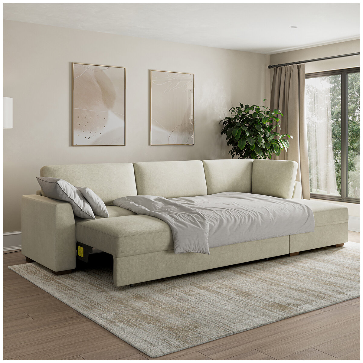 Thomasville 2 Piece Convertible Sectional With Chaise