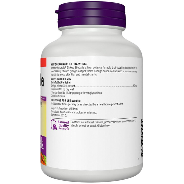 ber Naturals Ginkgo Biloba 501 Extract 60mg 250 Tablets Costco