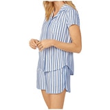 Jane & Bleecker Notch Collar Shorty PJ Set - Blue Stripe