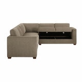 Thomasville Caler 3 Piece Fabric Sectional with Sleeper and Storage Seat