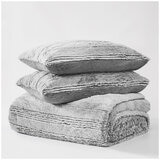 Frye Carved Comforter Set 3 Piece King Grey