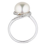 14KT White Gold 10MM Freshwater Cultured Pearl 0.19CTW Diamond Ring