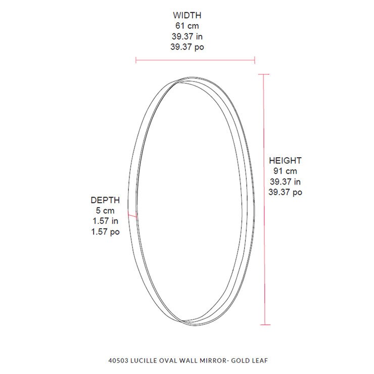 CAFE LIGHTING & LIVING Lucille Oval Wall Mirror Gold Leaf