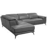 Valencia Pista Leather Reclining Sectional Lounge Left Chaise Grey