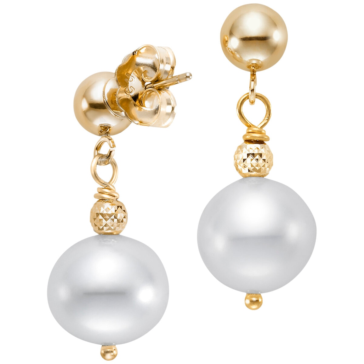 14KT Yellow Gold 8-9MM Freshwater Cultured Pearl Dangle Earring