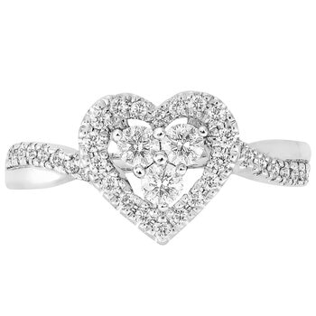 18KT White Gold 0.50ctw Diamond Heart Design Ring