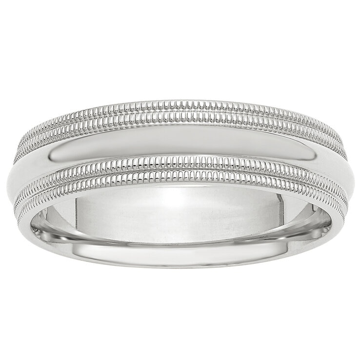 Platinum Mens Comfort Fit Milgrain Band