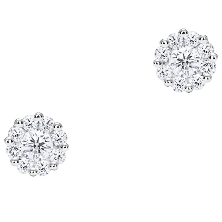 18KT White Gold 0.50ctw Diamond Cluster Stud Earrings 18KT White Gold 0.50ctw Diamond Cluster Stud Earrings