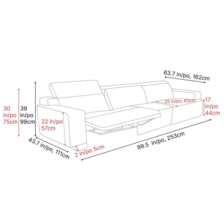 Valencia Valentina Leather Reclining Lounge 3 Seater Grey Color