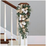 Decorated Christmas Swag White and Gold 81 cm