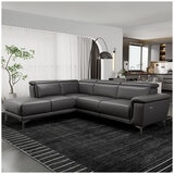 Valencia Pista Leather Reclining Sectional Lounge Left Chaise Grey
