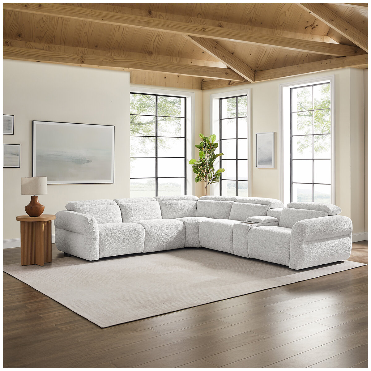 Aiden & Ivy Fabric Power Reclining Sectional With Power Headrests