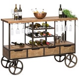 Wine Stash Wooden Bar Cart with Wine Storage