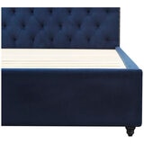 Moran Princess Queen BedHead With Encasement With Slatted Base Plush Indigo