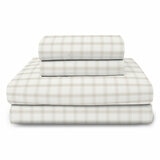 Boutique Living Cotton Flannel Sheet Set King Single 3 Piece Brown Beige Plaid