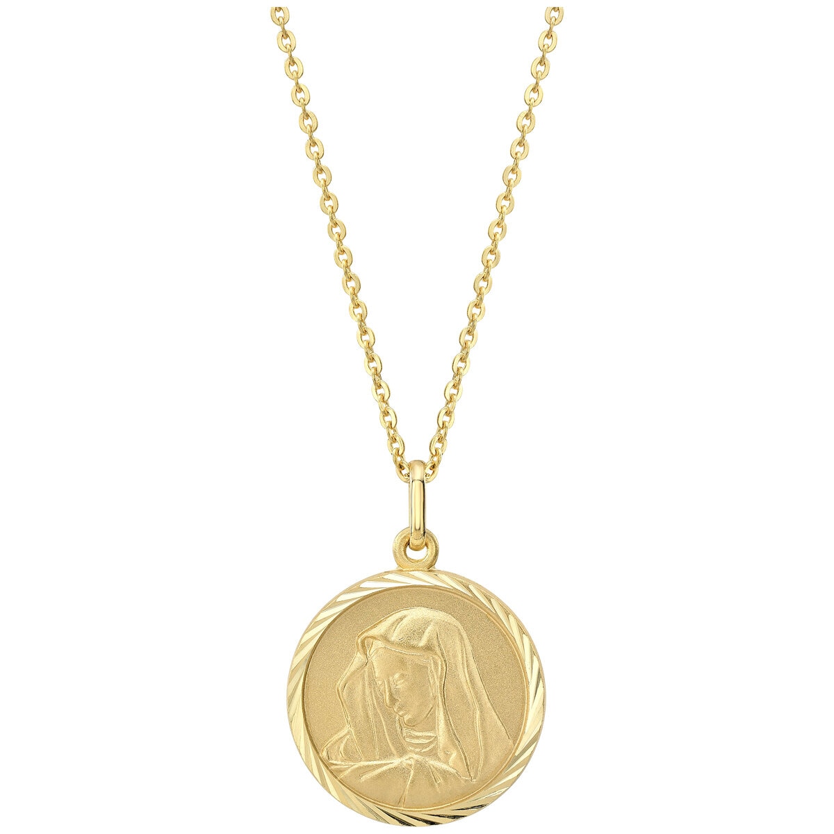 14KT Yellow Gold Virgin Mary Medallion Pendant