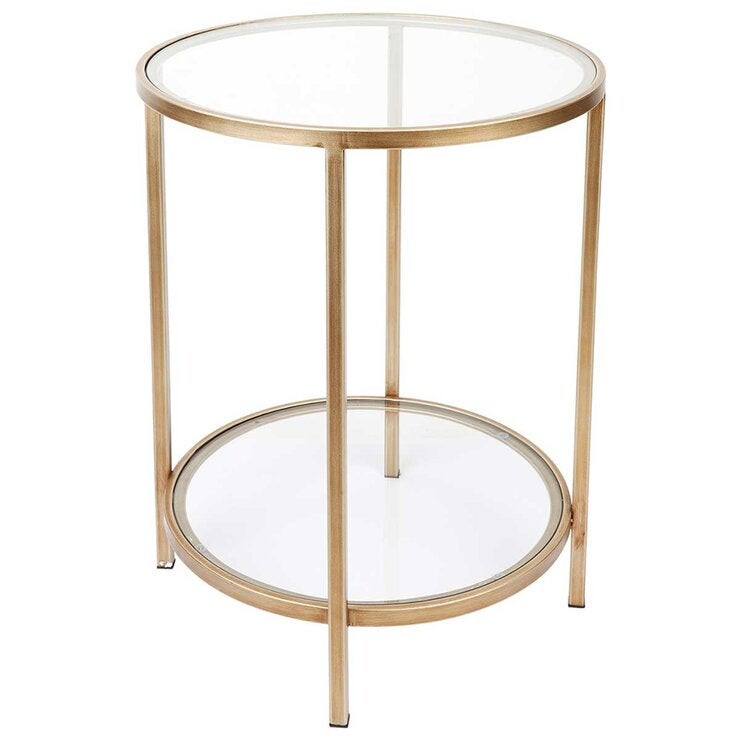 CAFE LIGHTING & LIVING Cocktail Glass Round Side Table Antique Gold CAFE LIGHTING & LIVING Cocktail Glass Round Side Table Antique Gold