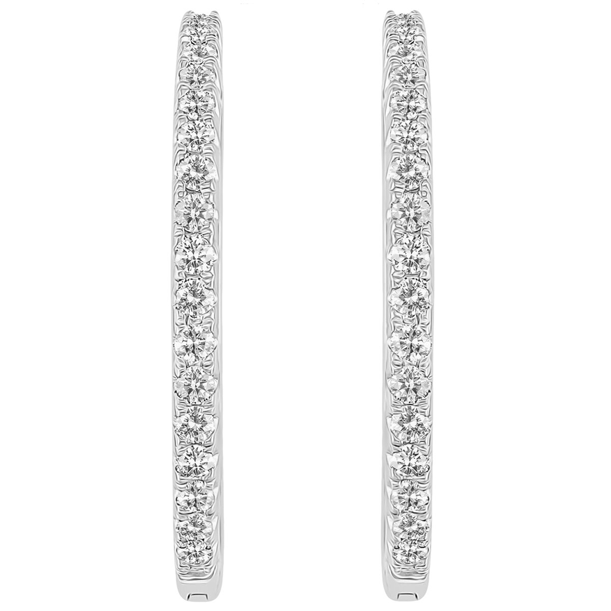 18KT White Gold 0.25ctw Diamond Hoop Earrings