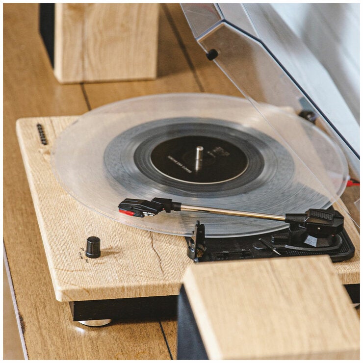 Crosley Brio Record Player Shelf System With Speakers - Natural Crosley Brio Record Player Shelf System With Speakers - Natural