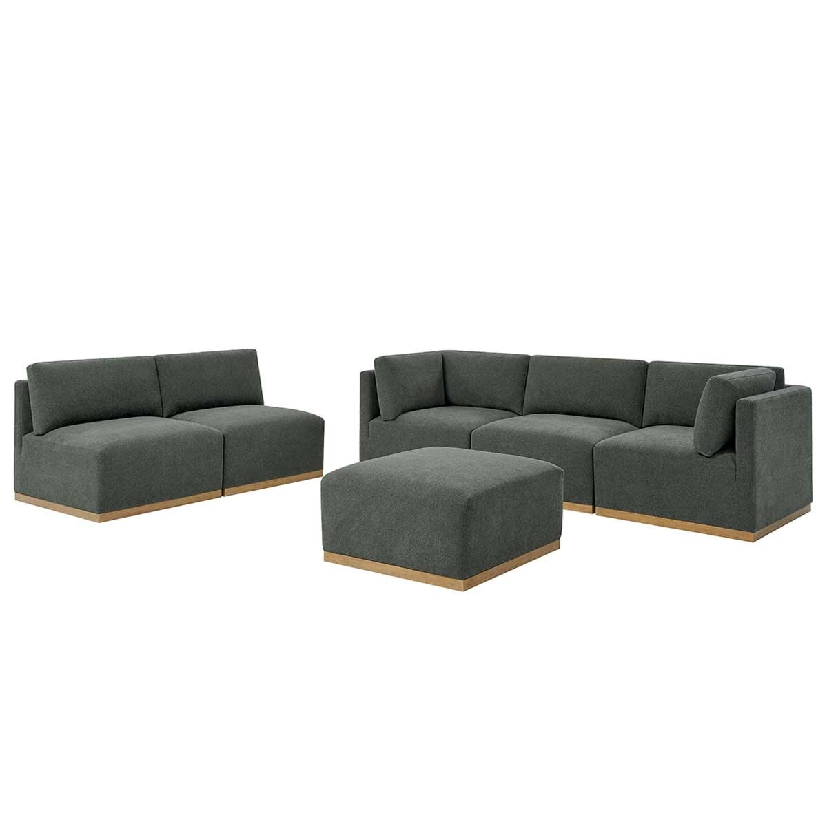 Henredon 6 Piece Fabric Modular Sectional With Ottoman