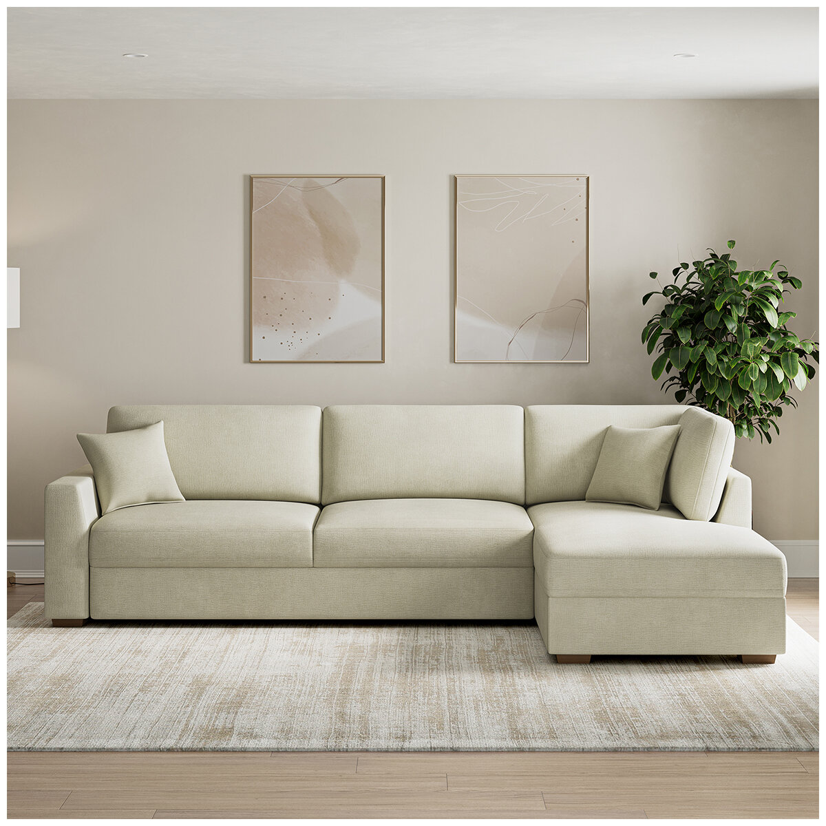 Thomasville 2 Piece Convertible Sectional With Chaise