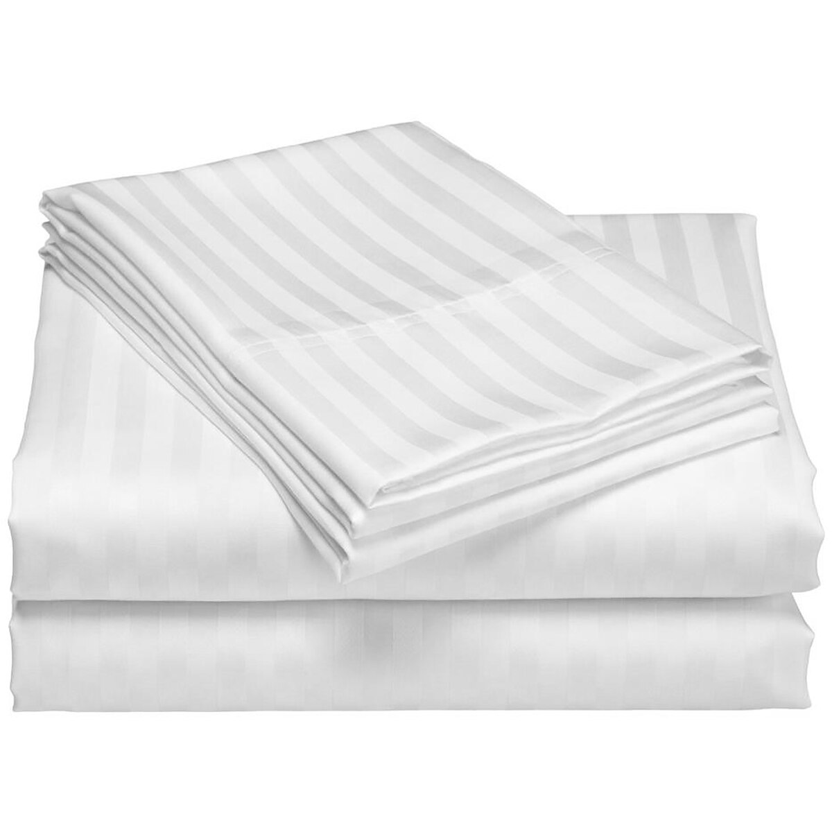 Bdirect Royal Comfort 1200 Thread Count Damask Stripe Cotton Blend Sheet Set - King - White