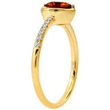 18KT Yellow Gold 0.10ctw Diamond 6mm Madeira Citrine Centre Heart Ring