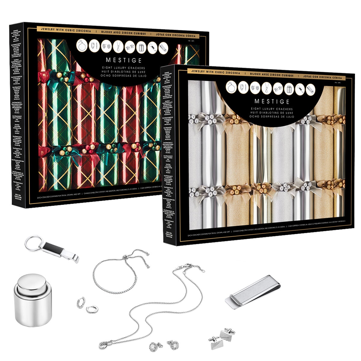Mestige Luxury Crackers With Gifts 8 Pack
