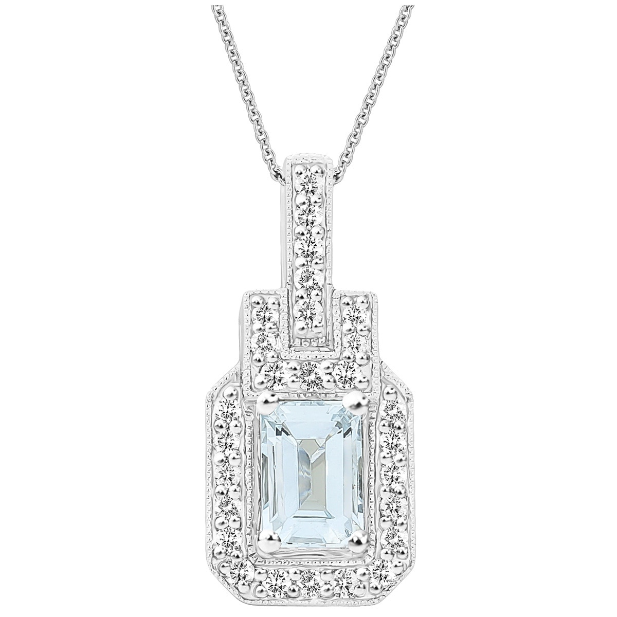 Aquamarine emerald cut pendant hotsell