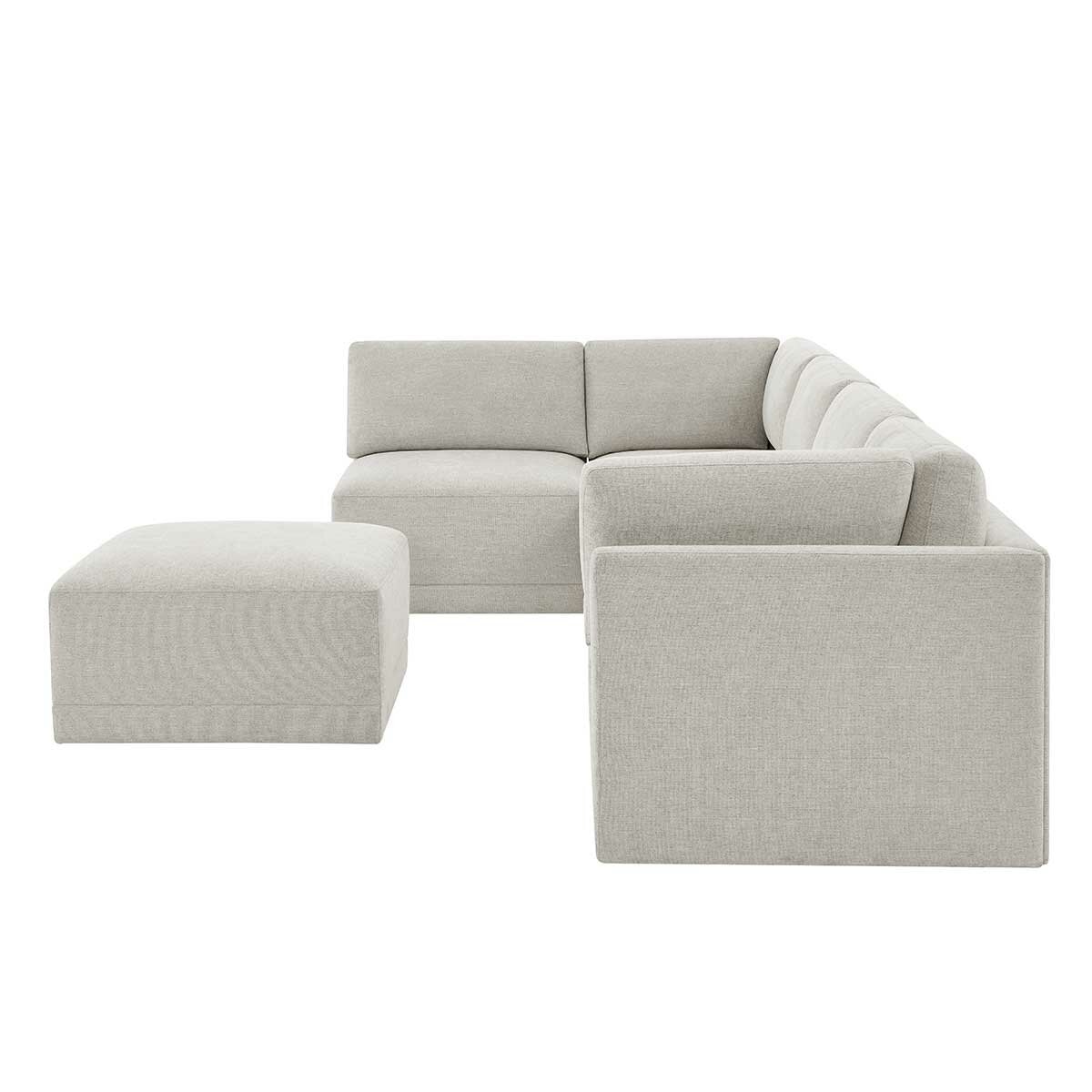 Thomasville 6PC Fabric Modular Sectional with Ottoman Light Grey