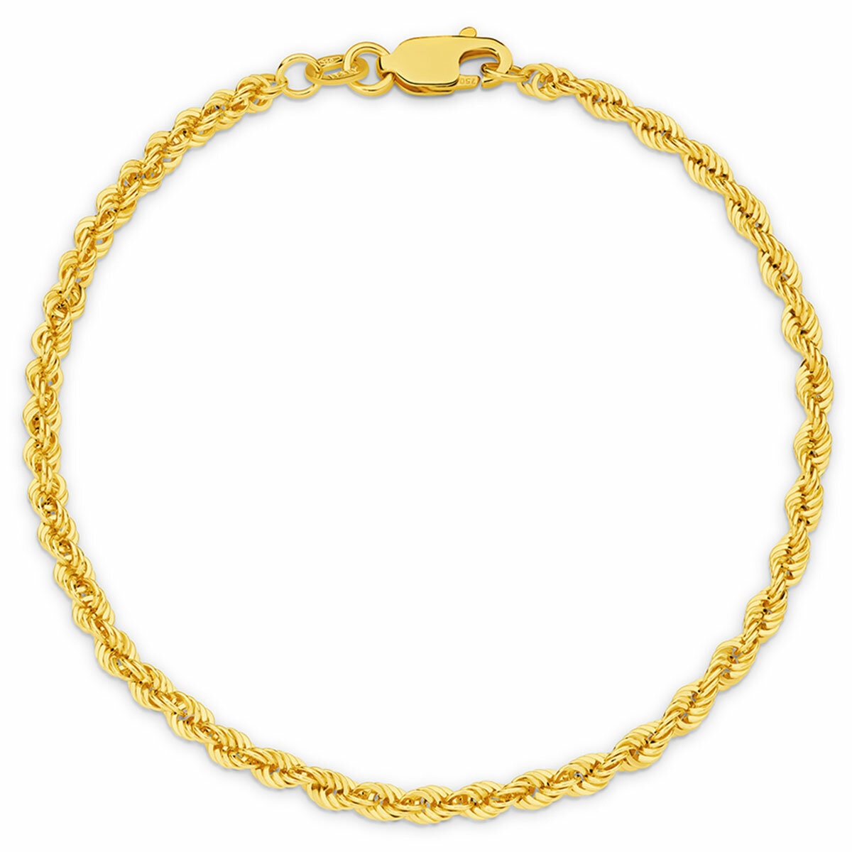 18KT Yellow Gold Hollow Rope Bracelet 2g