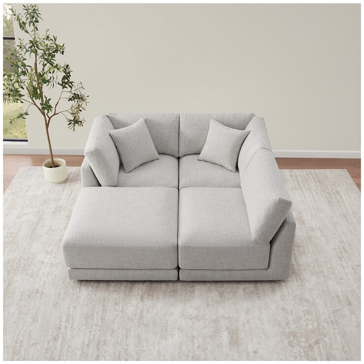 Aiden & Ivy 4 Piece Fabric Modular Sofa With 2 Pillows