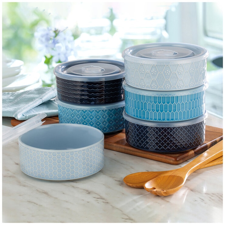 Signature Housewares Microwavable Bowls 6 Piece Set Blue