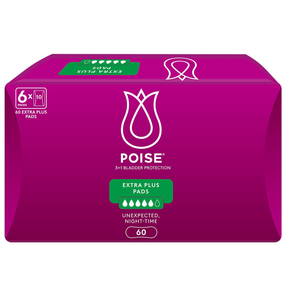 Poise Extra Plus Pads 2 x 60 Pack