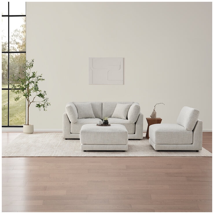 Aiden & Ivy 4 Piece Fabric Modular Sofa With 2 Pillows