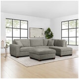 Thomasville Fabric Sectional With Storage Ottoman