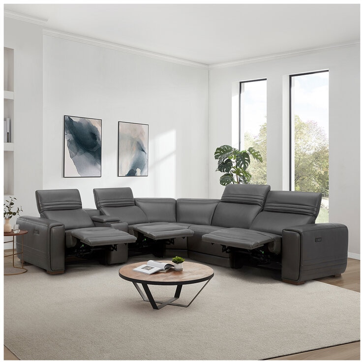 Aiden & Ivy Leather Power Reclining Sectional