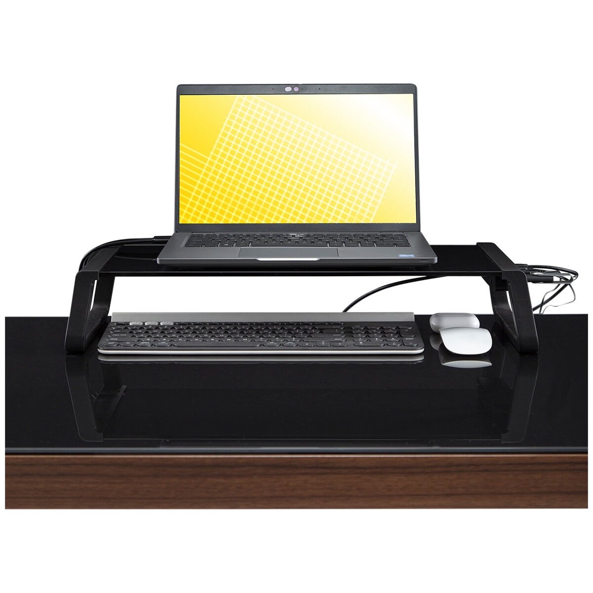 Seville Classics airLIFT Tempered Glass Monitor Riser Black
